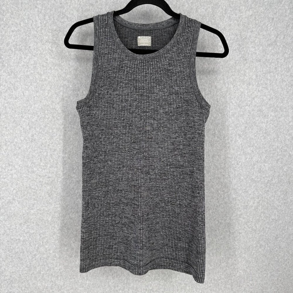 Athleta Womens Momentum Seamless Tank Size L Gray Heathered Stretch Active EUC